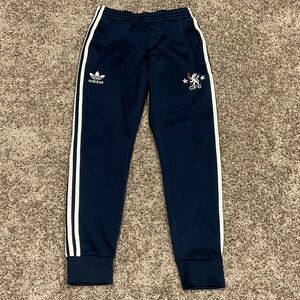 Adidas Blue and White Joggers with Tapered Fit